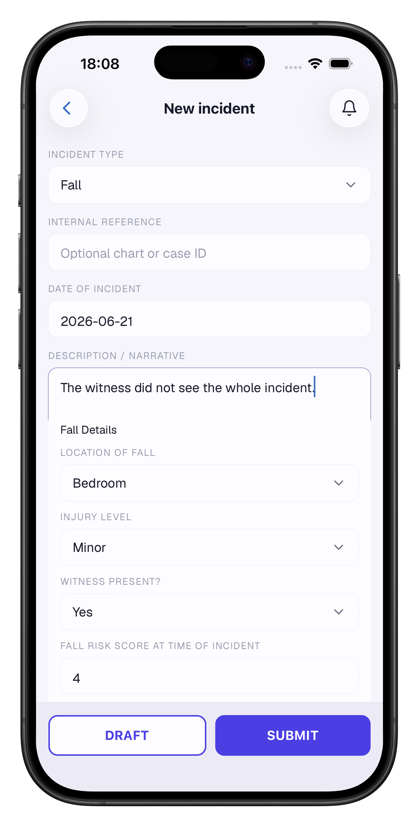 QAPI One mobile incident intake on a phone